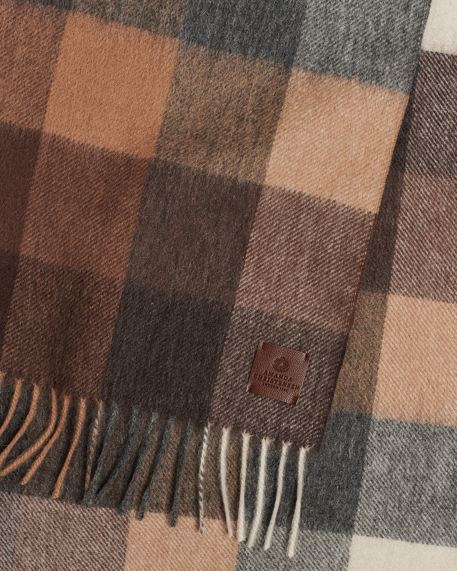Hombres | Amanda Christensen Merino Wool Block Check Scarf Brown Multi | Amanda Christensen | Merino Wool Block Check Scarf Brown Multi
