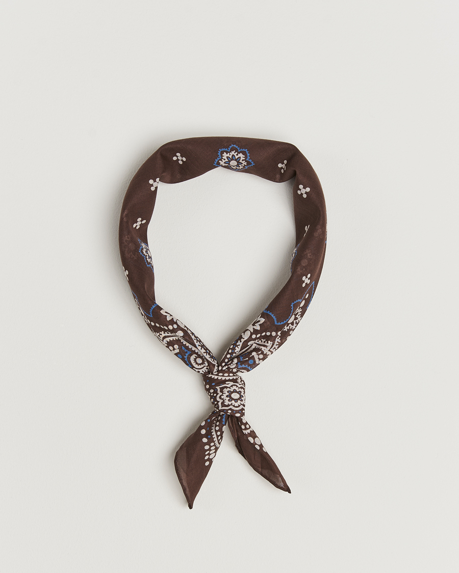 Hombres | Amanda Christensen Cotton Voilé Printed Flower Bandana Brown | Amanda Christensen | Cotton Voilé Printed Flower Bandana Brown