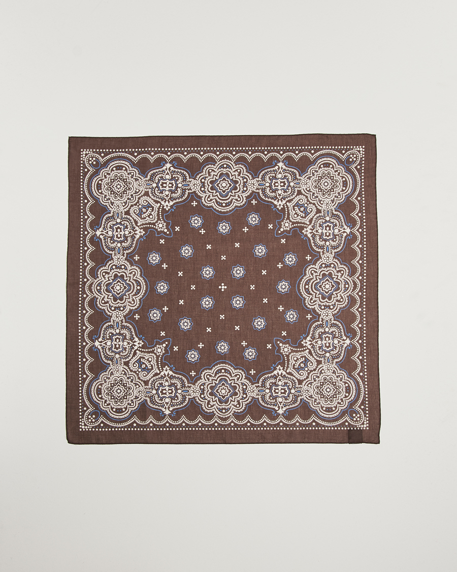 Hombres | Amanda Christensen Cotton Voilé Printed Flower Bandana Brown | Amanda Christensen | Cotton Voilé Printed Flower Bandana Brown
