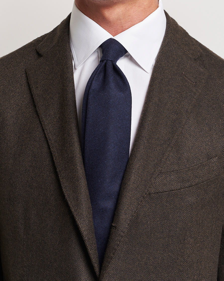 Hombres |  | Amanda Christensen | Wool Flannel 8cm Tie Navy