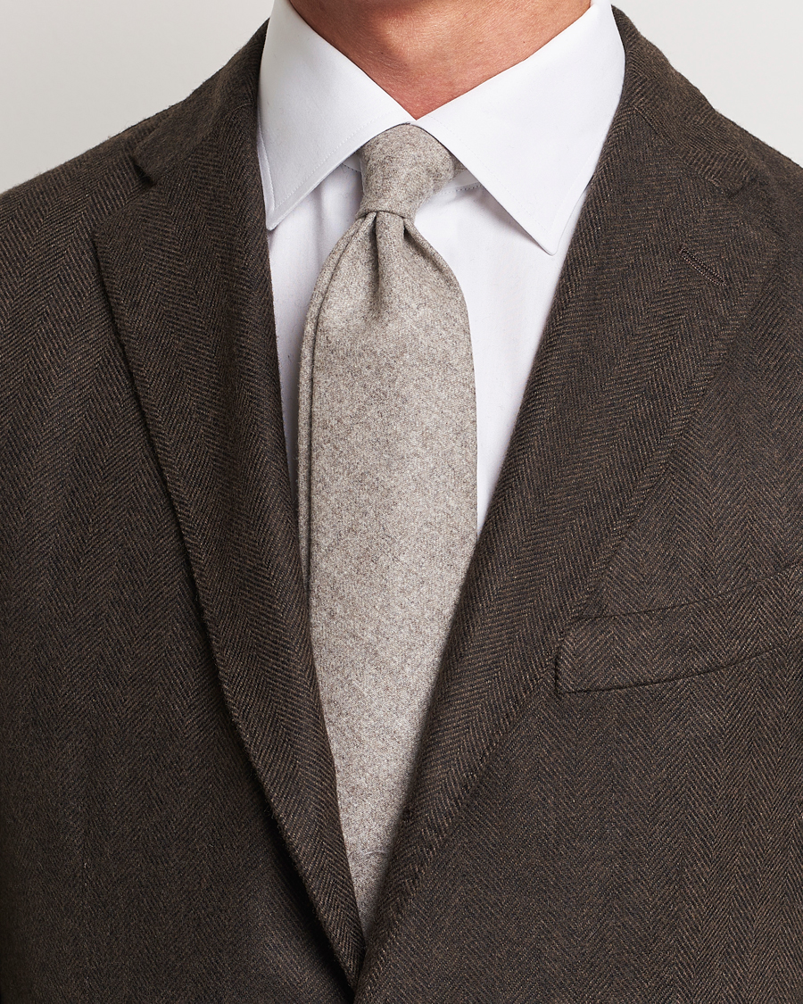 Hombres |  | Amanda Christensen | Wool Flannel 8cm Tie Beige Melange