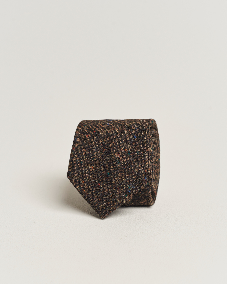 Hombres | Amanda Christensen Wool Donegal 8cm Tie Brown | Amanda Christensen | Wool Donegal 8cm Tie Brown