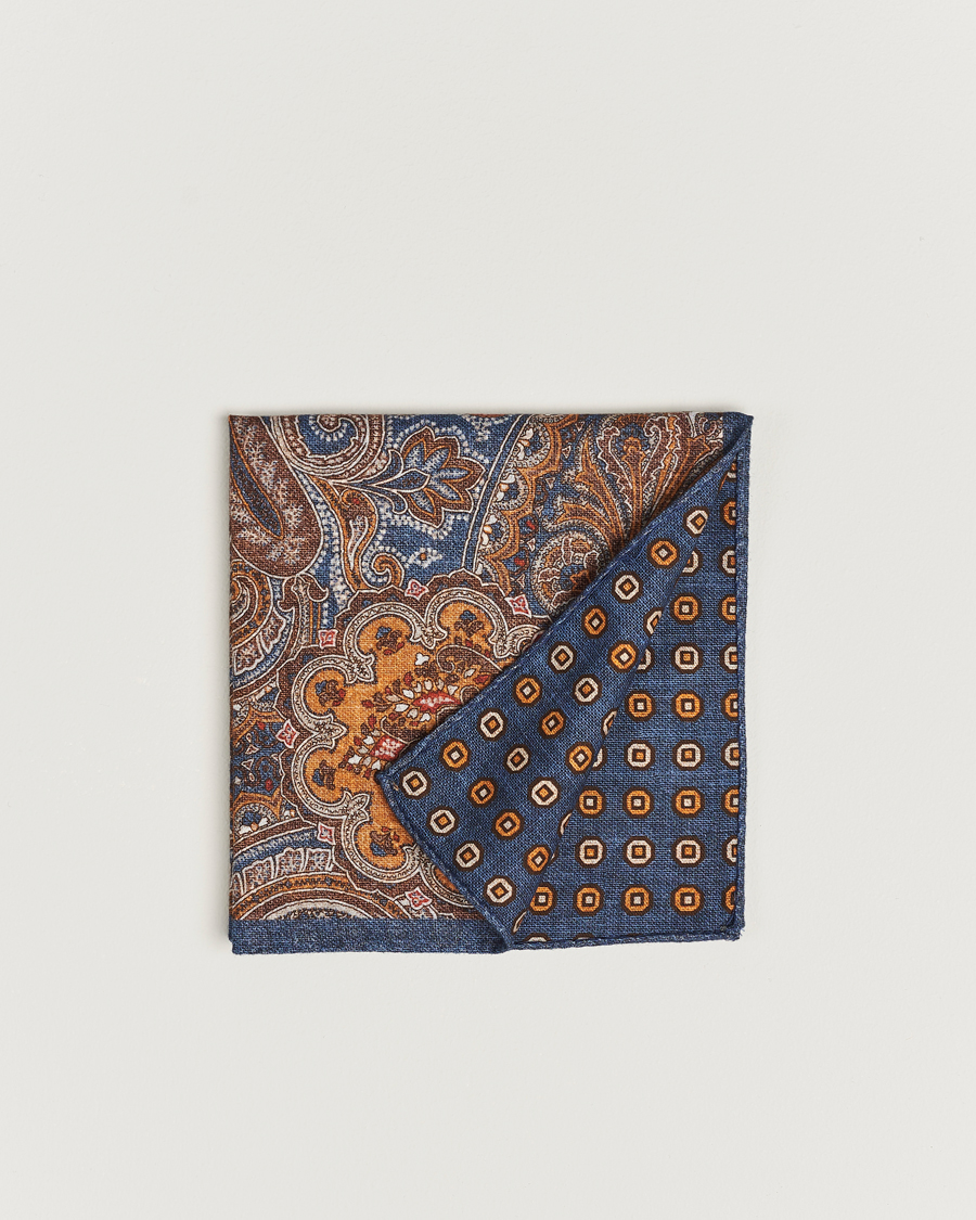 Hombres | Amanda Christensen Cotton Flannel Doublefaced Pocket Square Navy | Amanda Christensen | Cotton Flannel Doublefaced Pocket Square Navy
