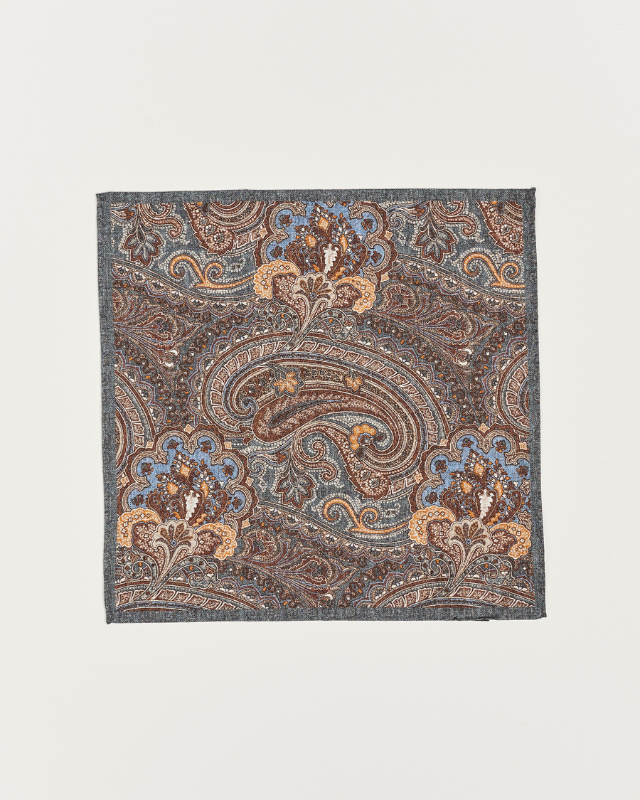 Hombres | Amanda Christensen Cotton Flannel Doublefaced Pocket Square Grey | Amanda Christensen | Cotton Flannel Doublefaced Pocket Square Grey