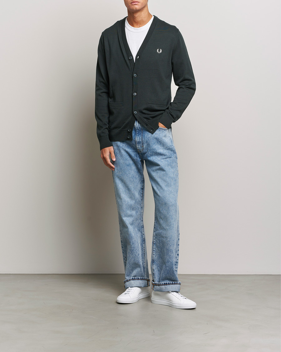 Hombres | Jerséis y prendas de punto | Fred Perry | Knitted Cardigan Night Green