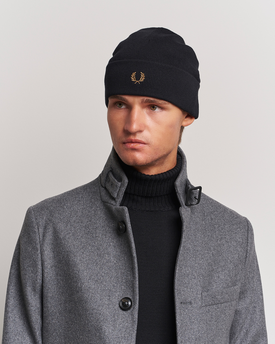 Hombres |  | Fred Perry | Merino Wool Beanie Black
