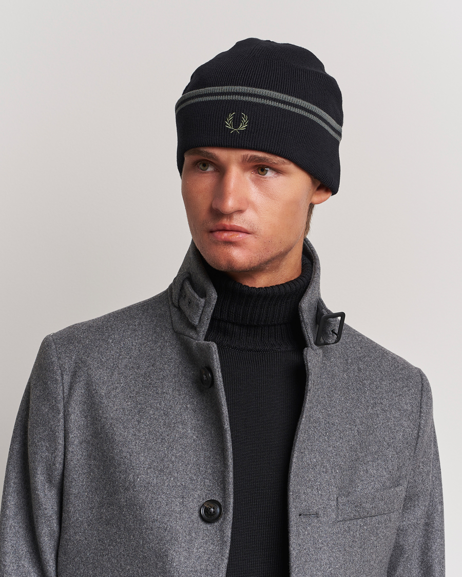 Hombres | Fred Perry Twin Tipped Merino Beanie Black | Fred Perry | Twin Tipped Merino Beanie Black