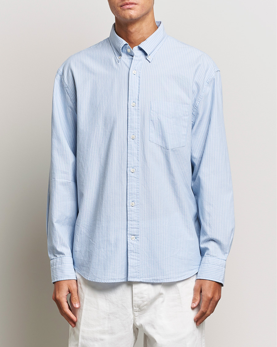 Hombres | Camisas | GANT | Regular Fit Archive Oxford Striped Shirt Muted Blue