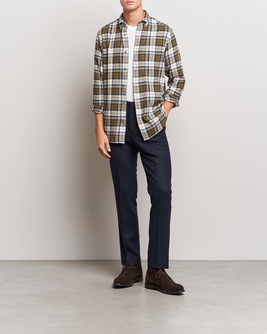 Hombres | Camisas | GANT | Regular Fit Flannel Checked Shirt Dark Cactus