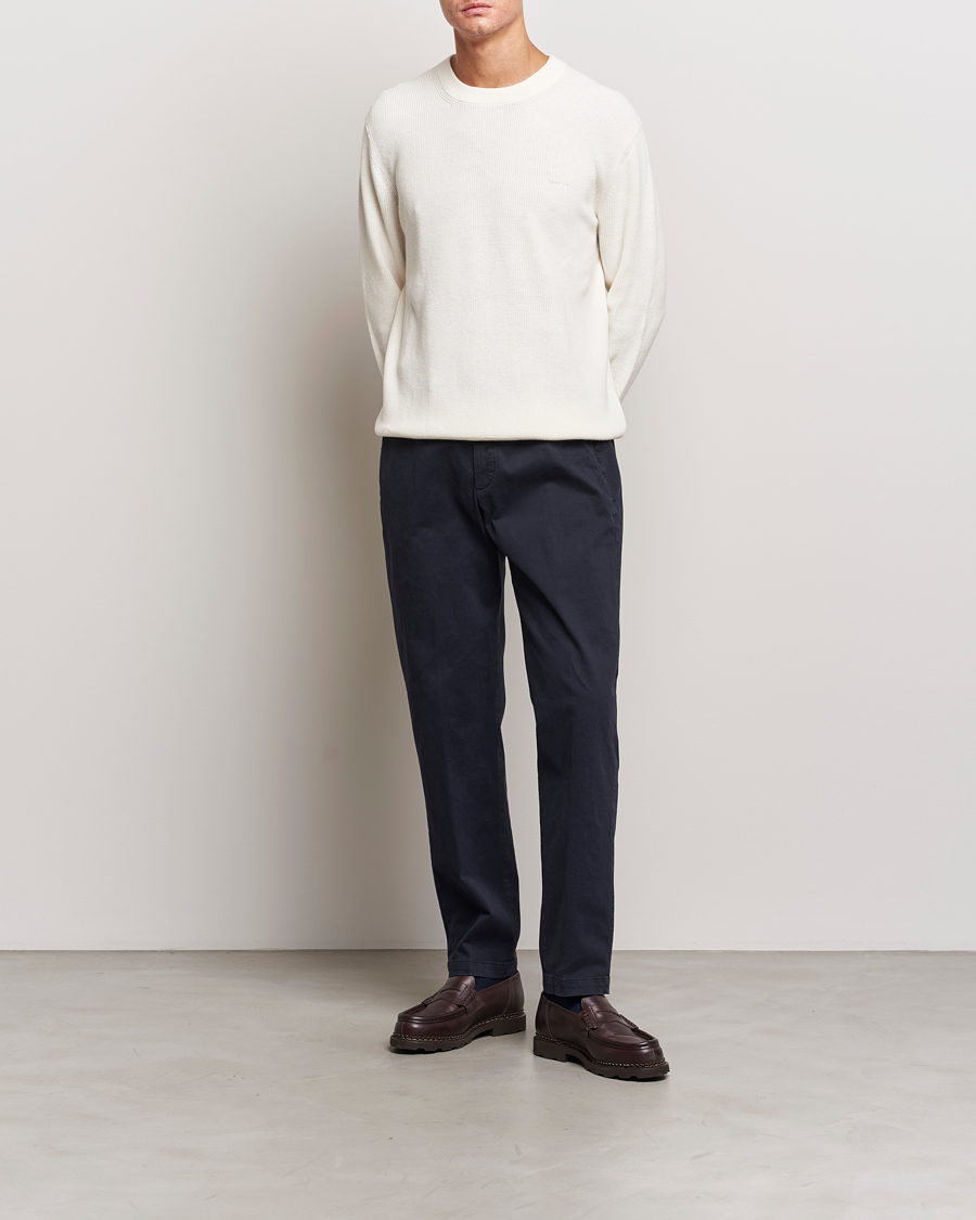 Hombres | Jerséis y prendas de punto | GANT | Cotton/Wool Rib Knitted Crew Neck Cream