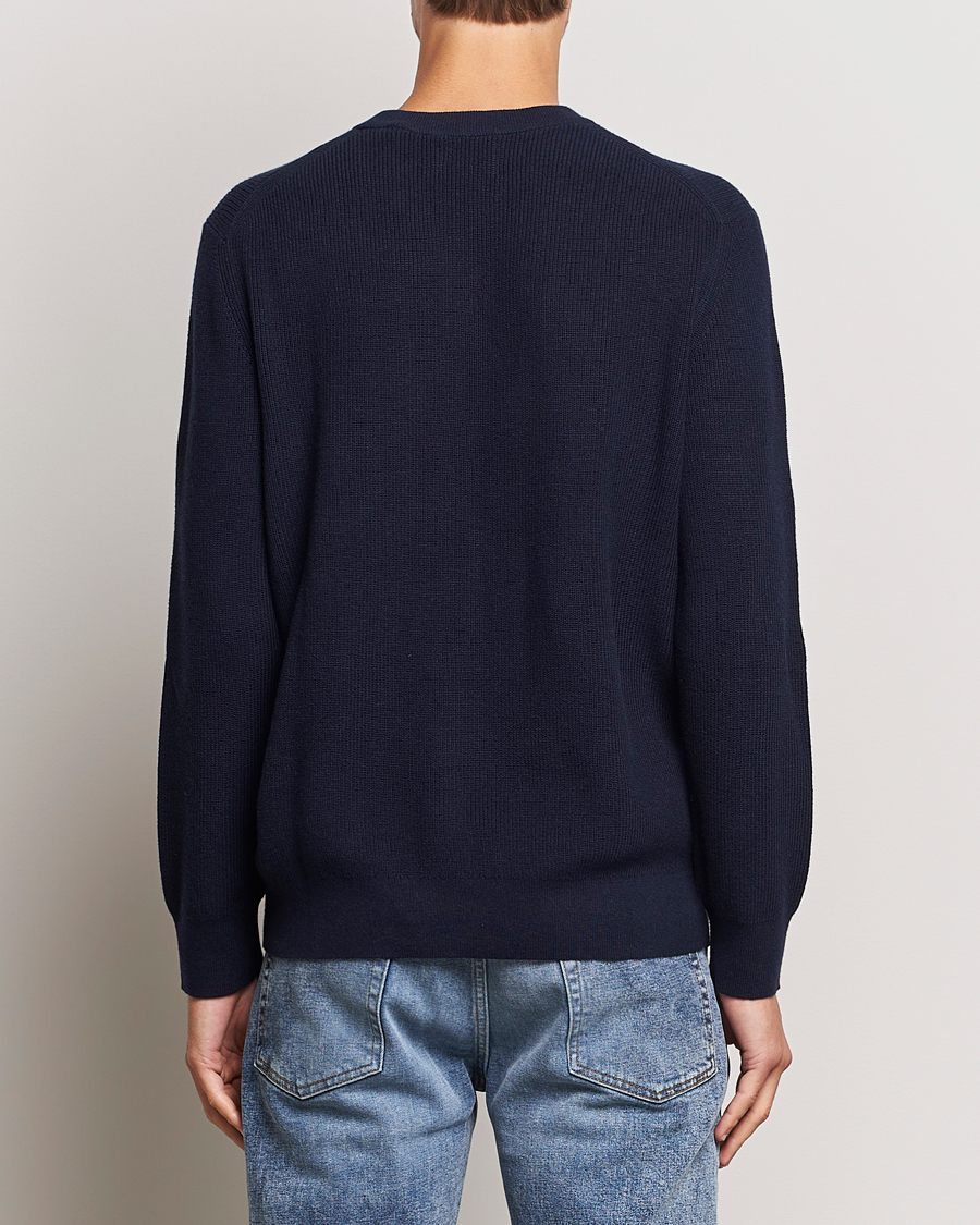 Hombres | Jerséis y prendas de punto | GANT | Cotton/Wool Rib Knitted Crew Neck Evening Blue