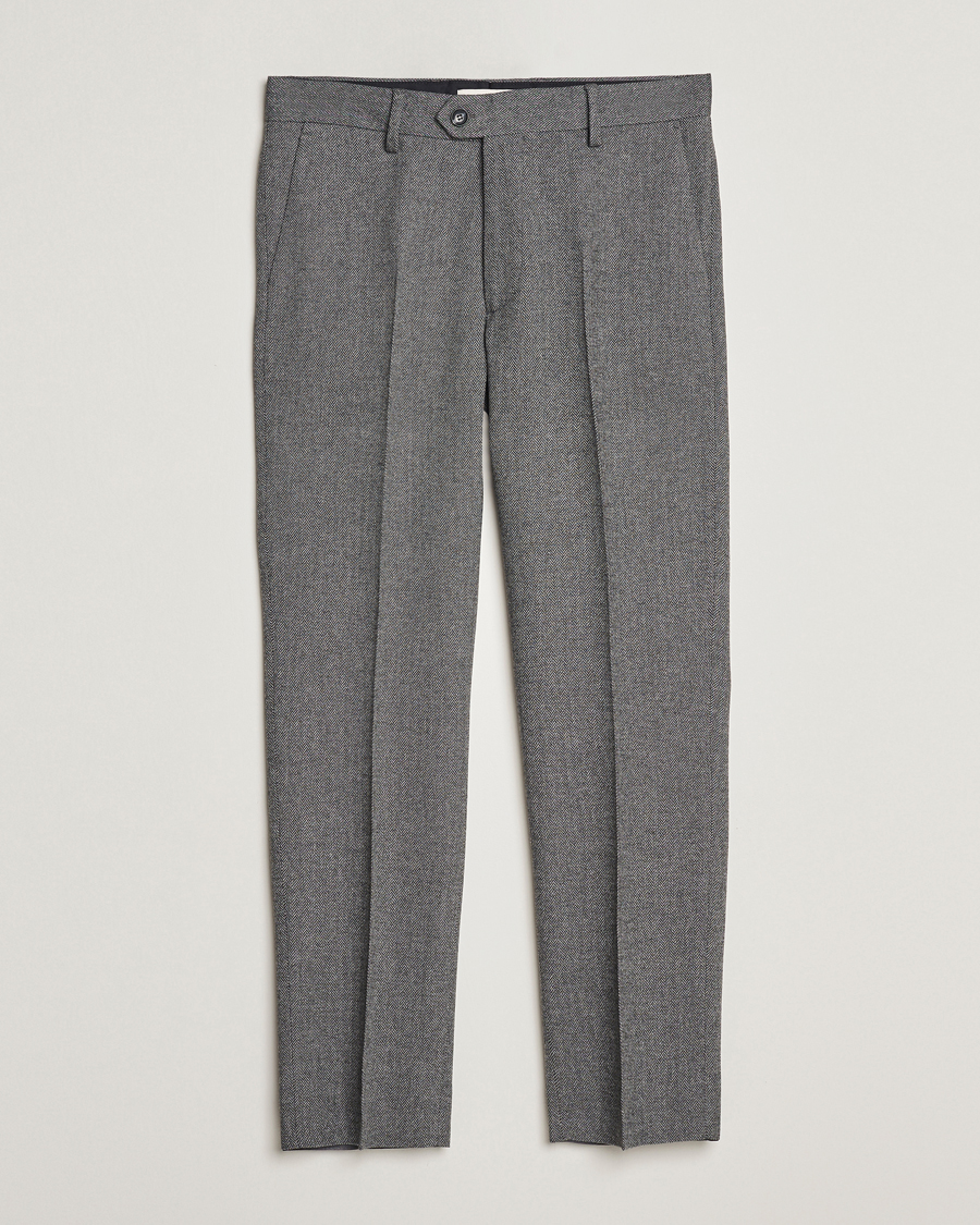 Hombres | Pantalones | Gant | Tapered Herringbone Wool Pants Black