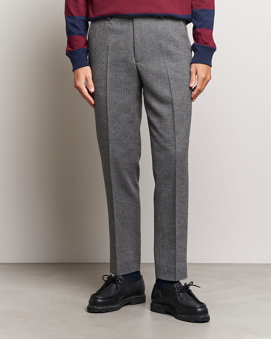 Hombres | Pantalones | Gant | Tapered Herringbone Wool Pants Black