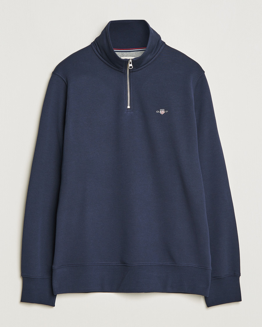 Hombres | Jerséis y prendas de punto | GANT | Original Shield Half Zip Sweater Evening Blue