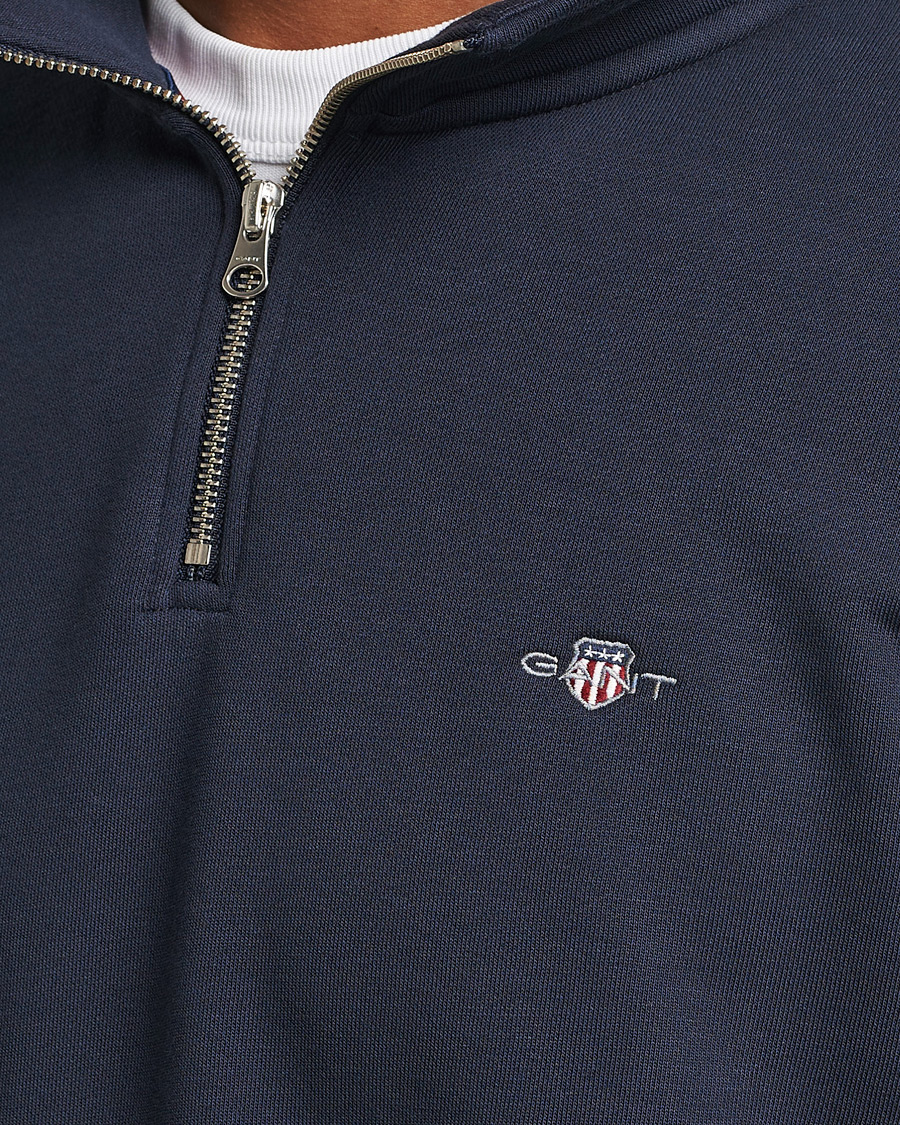 Hombres | Jerséis y prendas de punto | GANT | Original Shield Half Zip Sweater Evening Blue
