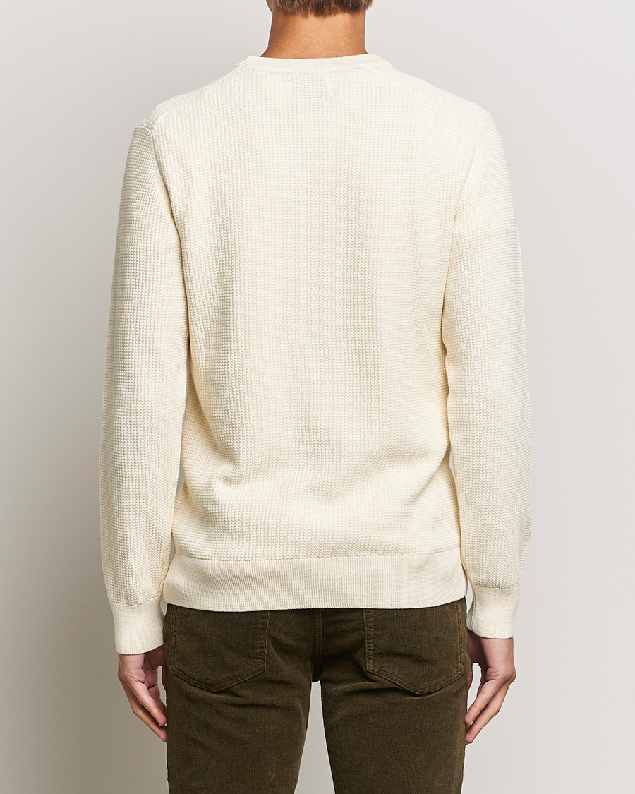 Hombres | Jerséis y prendas de punto | GANT | Cotton Micro Textured Crew Neck Cream