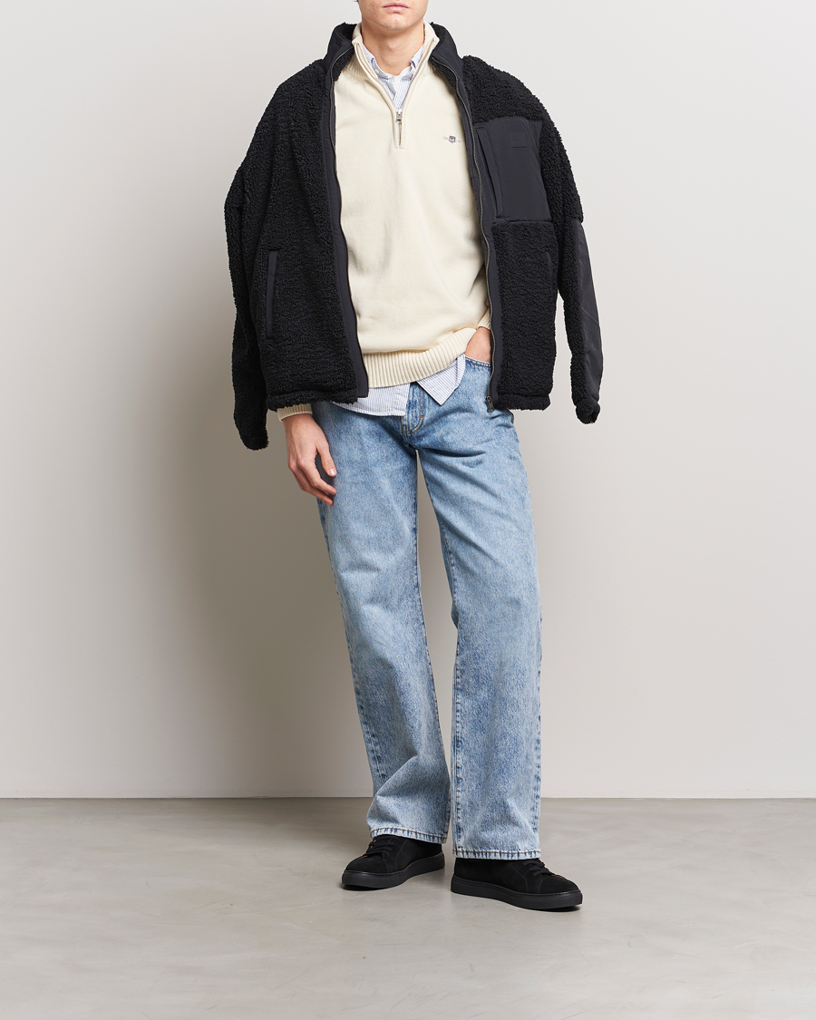 Hombres | Jerséis y prendas de punto | GANT | Casual Cotton Half Zip Cream