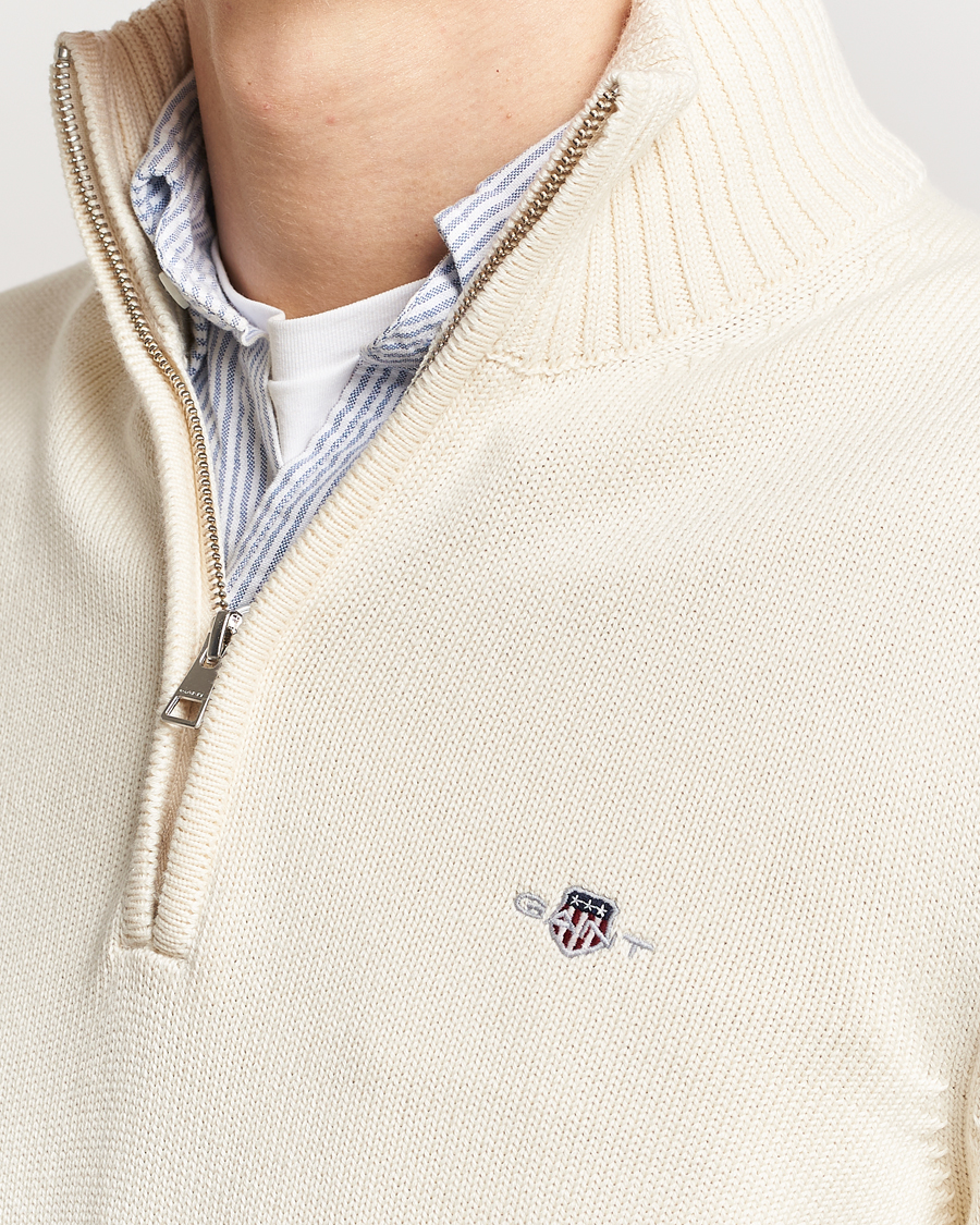 Hombres | Jerséis y prendas de punto | GANT | Casual Cotton Half Zip Cream