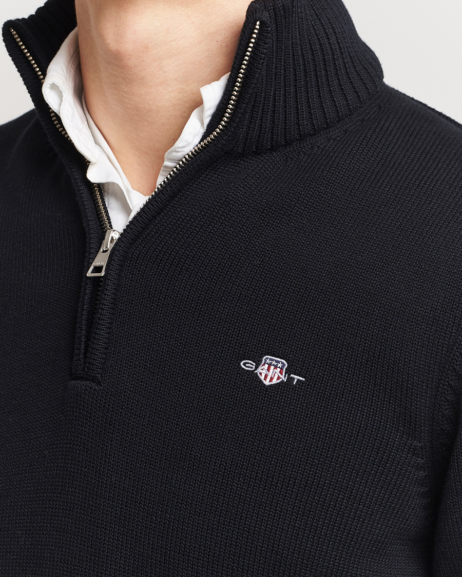 Hombres | Jerséis y prendas de punto | GANT | Cotton Half Zip Black