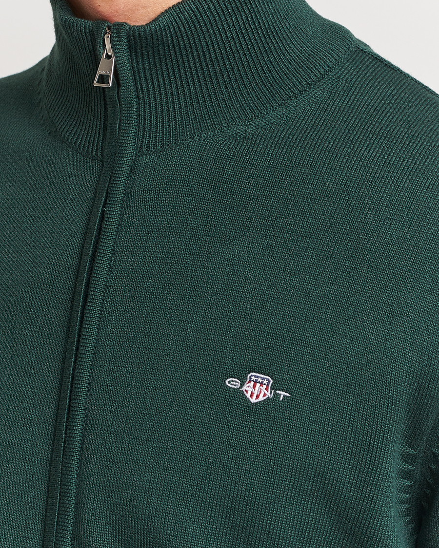 Hombres | Jerséis y prendas de punto | GANT | Cotton Full Zip Tartan Green