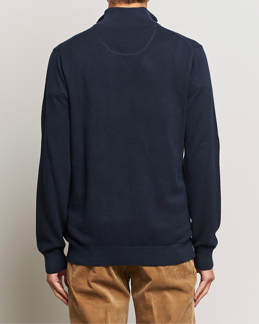 Hombres | Jerséis y prendas de punto | GANT | Cotton Pique Half Zip Evening Blue