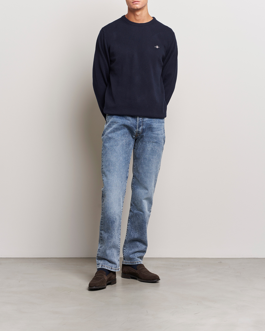 Hombres | Jerséis y prendas de punto | GANT | Lambswool Crew Neck Pullover Marine