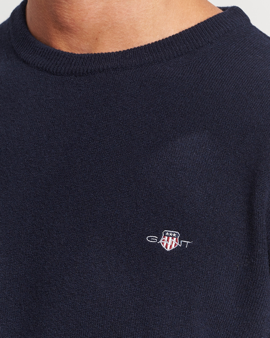 Hombres | Jerséis y prendas de punto | GANT | Lambswool Crew Neck Pullover Marine