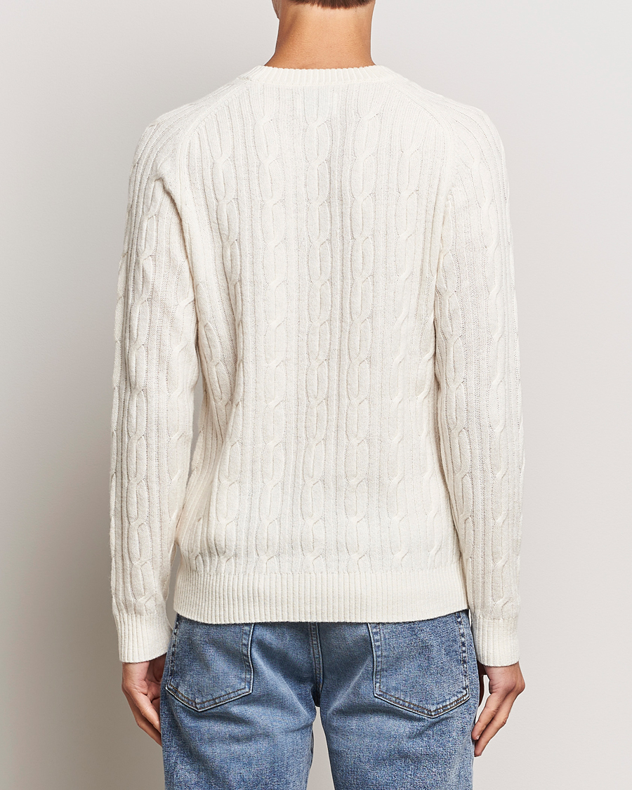 Hombres | Jerséis y prendas de punto | GANT | Lambswool Cable Crew Neck Pullover Cream