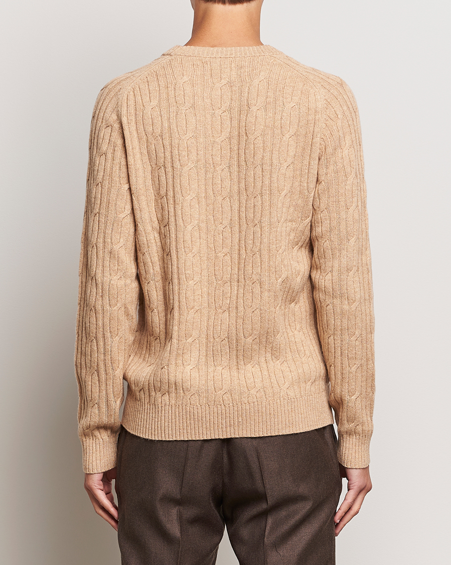 Hombres | Jerséis y prendas de punto | GANT | Lambswool Cable Crew Neck Pullover Khaki Melange