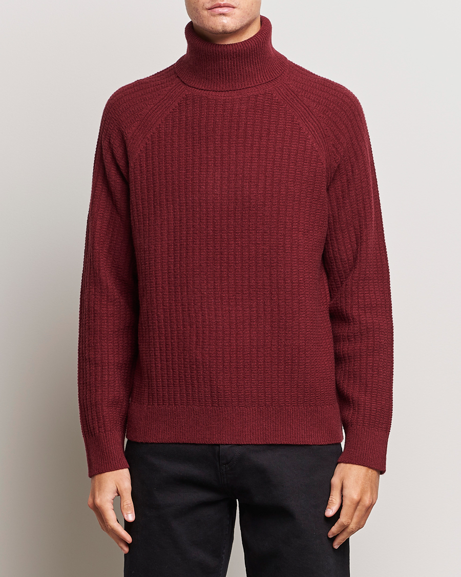 Hombres | Jerséis y prendas de punto | GANT | Lambswool Textured Rollneck Plumped Red