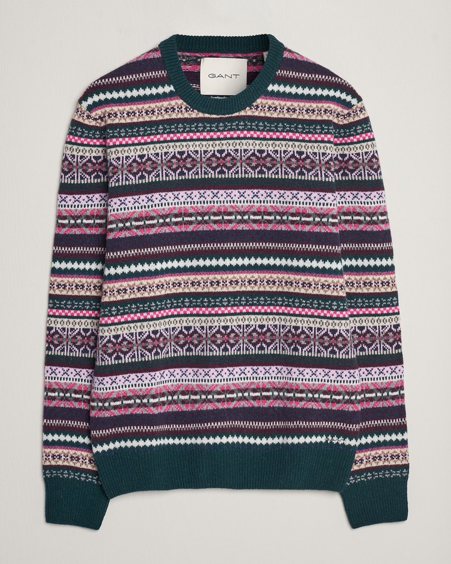 Hombres | Jerséis y prendas de punto | GANT | Wool Fairisle Sweater Tartan Green