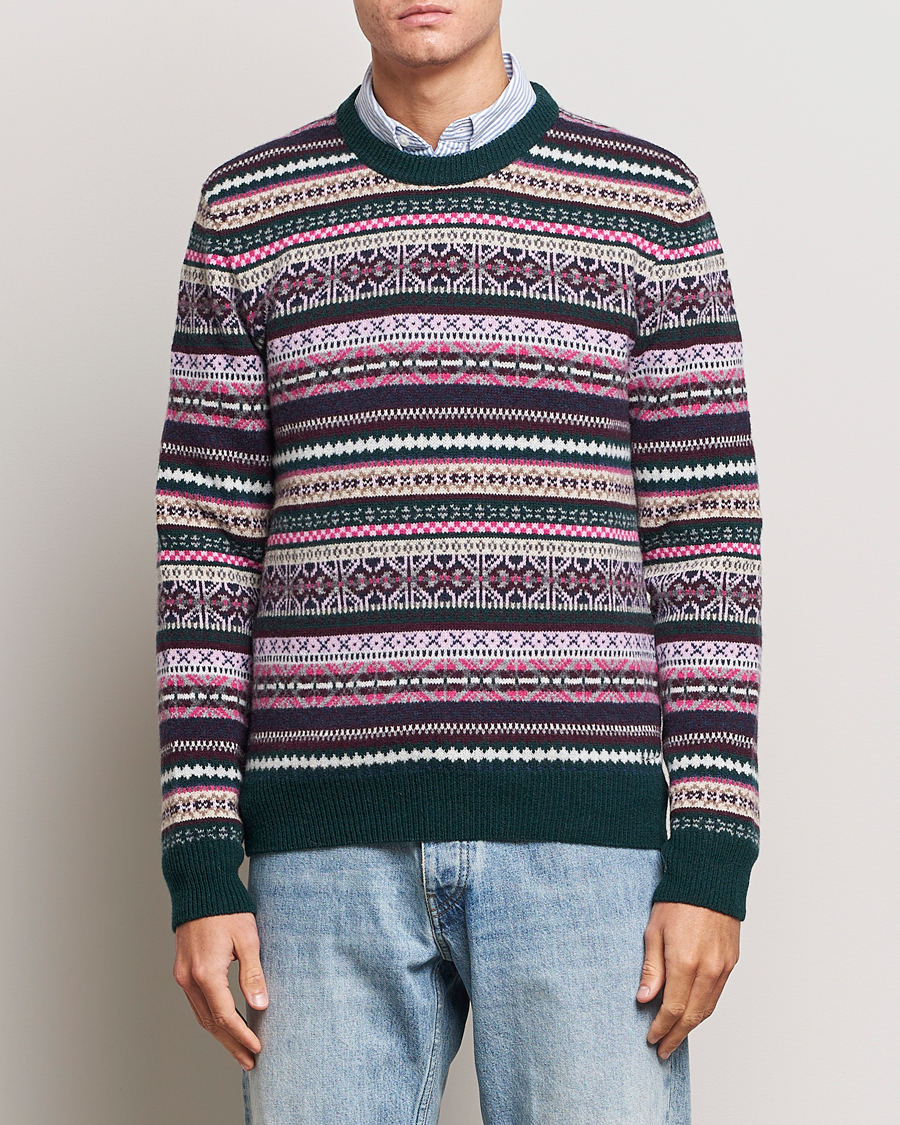 Hombres | Jerséis y prendas de punto | GANT | Wool Fairisle Sweater Tartan Green