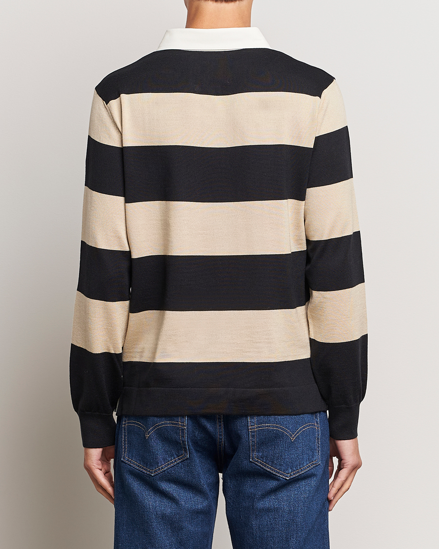 Hombres | Jerséis y prendas de punto | GANT | Barstriped Knitted Rugger Beige/Navy