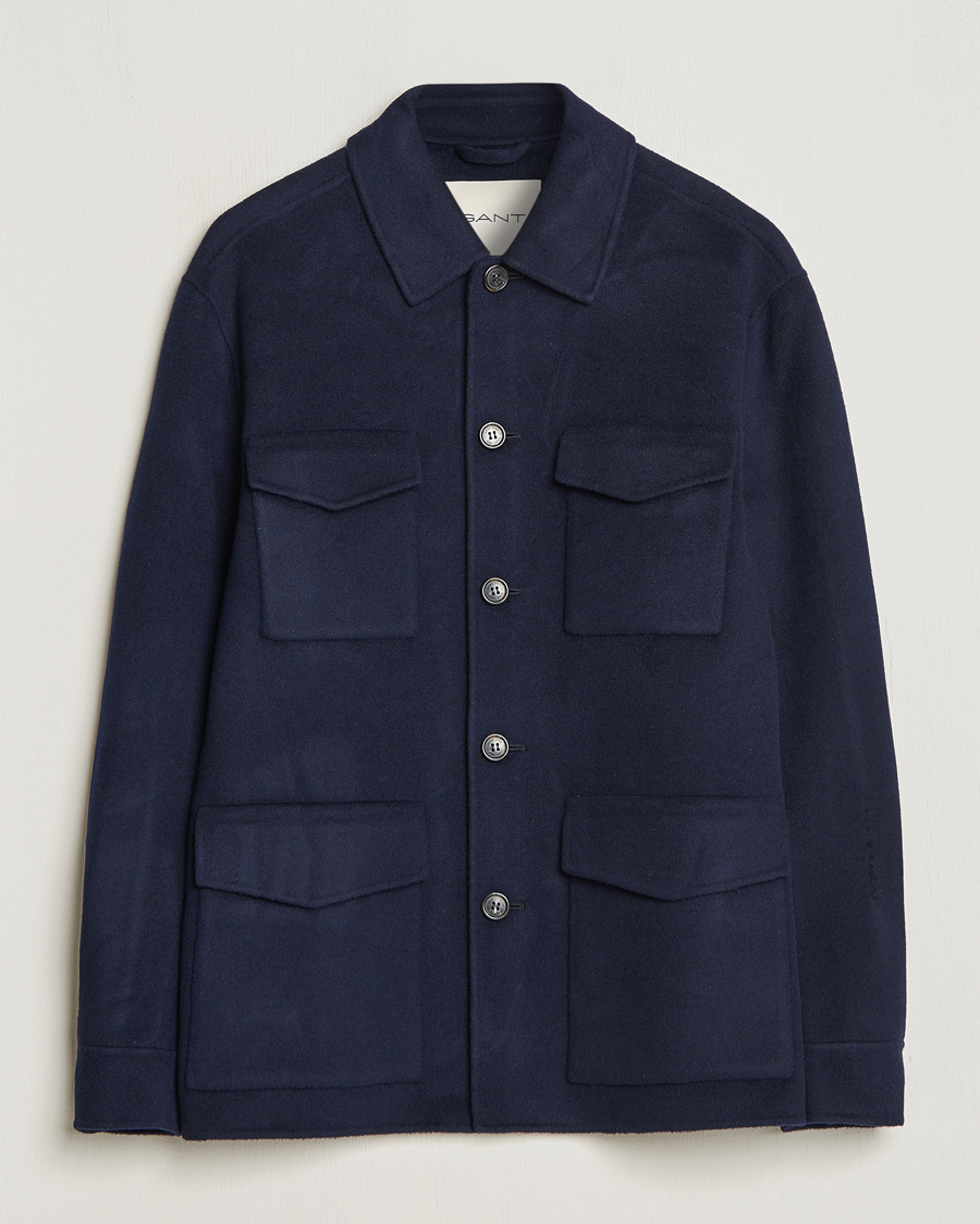 Hombres | Abrigos y chaquetas | GANT | Wool Pocket Shirt Jacket Evening Blue