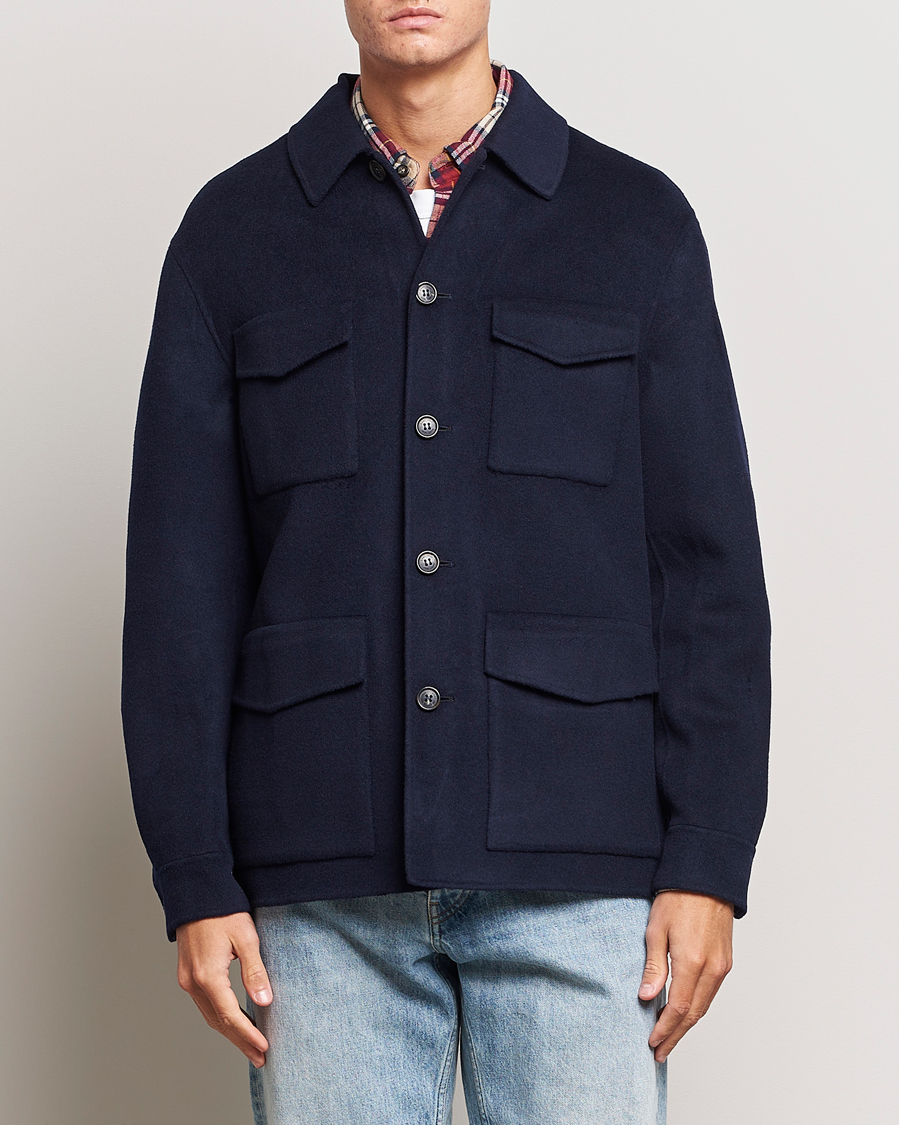 Hombres | Abrigos y chaquetas | GANT | Wool Pocket Shirt Jacket Evening Blue