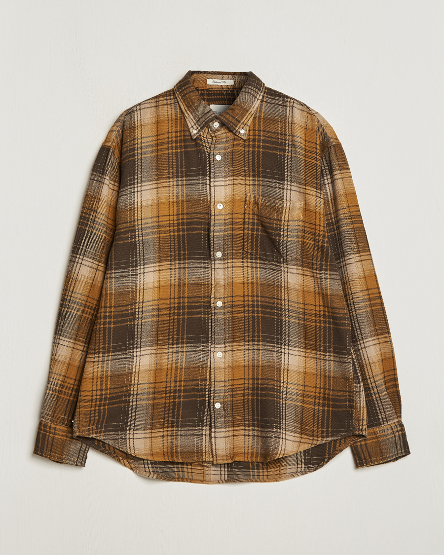 Hombres | Camisas | Gant | Relaxed Fit Heavy Flannel Checked Shirt Woody Brown