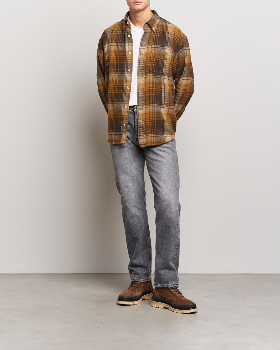 Hombres | Camisas | Gant | Relaxed Fit Heavy Flannel Checked Shirt Woody Brown