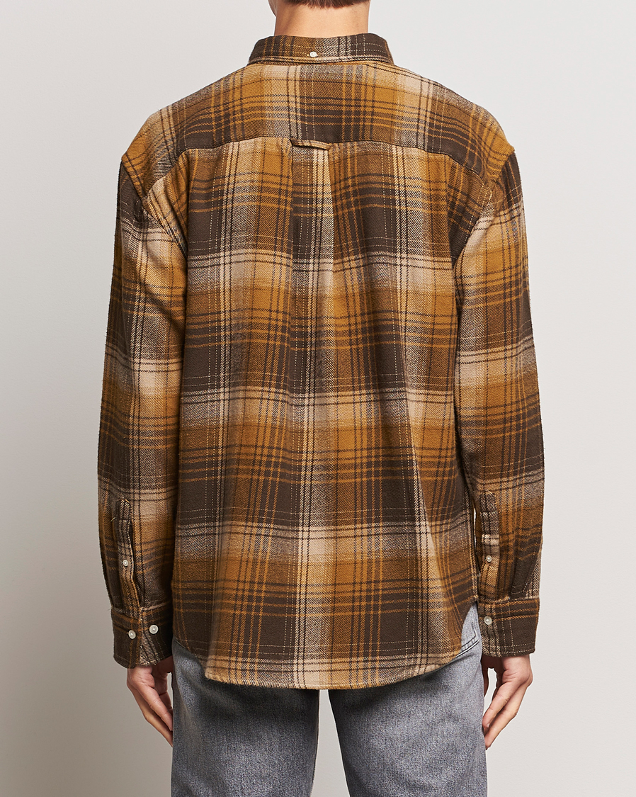 Hombres | Camisas | Gant | Relaxed Fit Heavy Flannel Checked Shirt Woody Brown