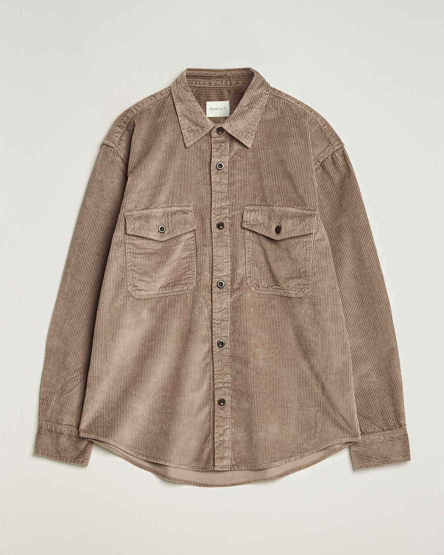 Hombres | Camisas | GANT | Relaxed Fit Corduroy Overshirt Desert Brown