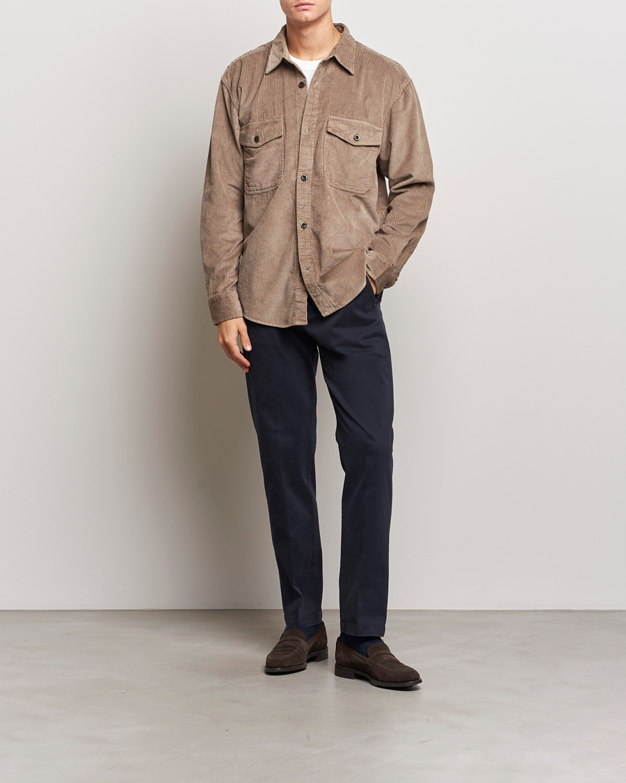 Hombres | Camisas | GANT | Relaxed Fit Corduroy Overshirt Desert Brown
