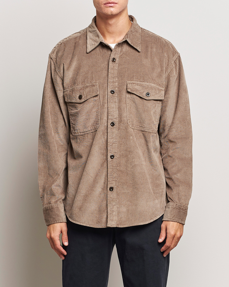 Hombres | Camisas | GANT | Relaxed Fit Corduroy Overshirt Desert Brown
