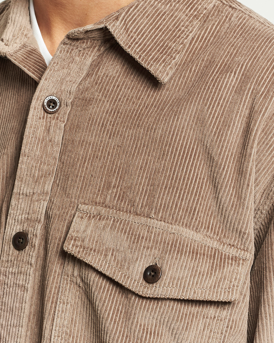 Hombres | Camisas | GANT | Relaxed Fit Corduroy Overshirt Desert Brown