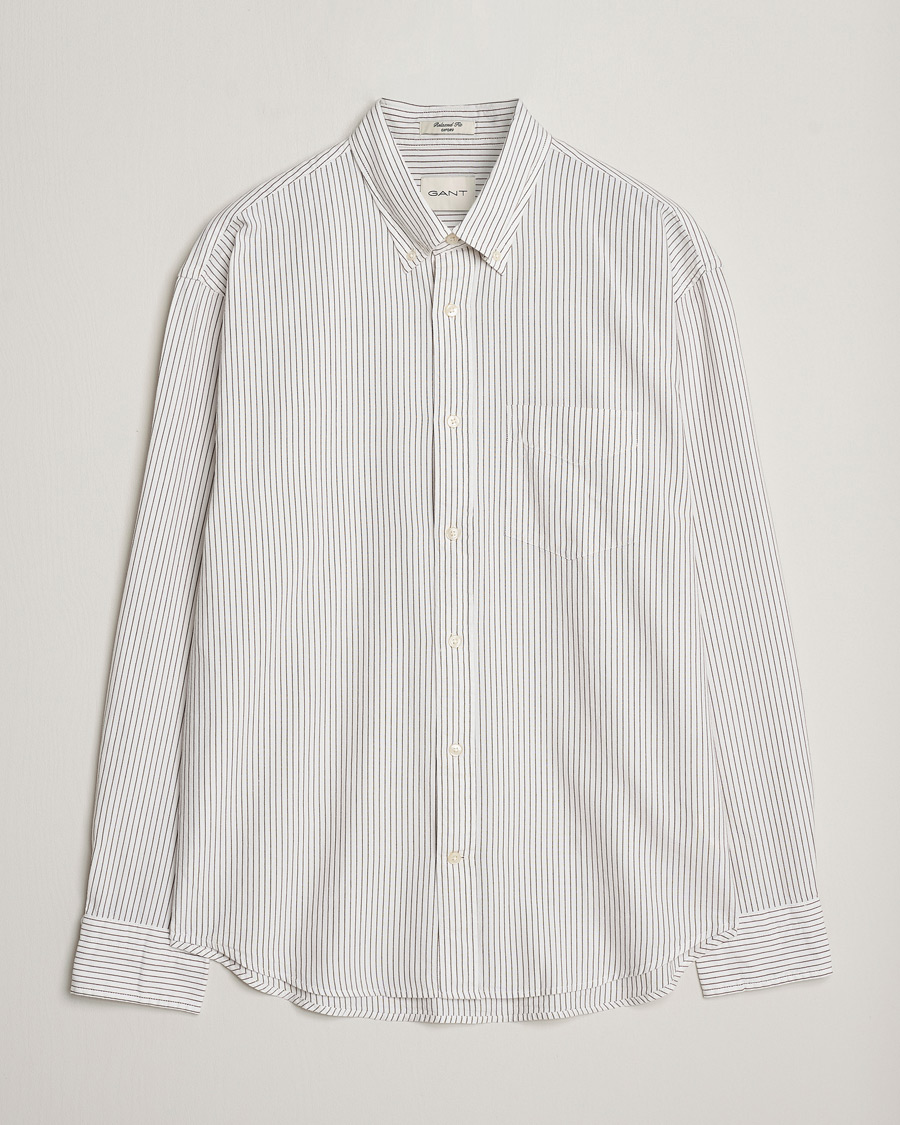 Hombres | Camisas | GANT | Regular Fit Archive Oxford Striped Shirt Eggshell