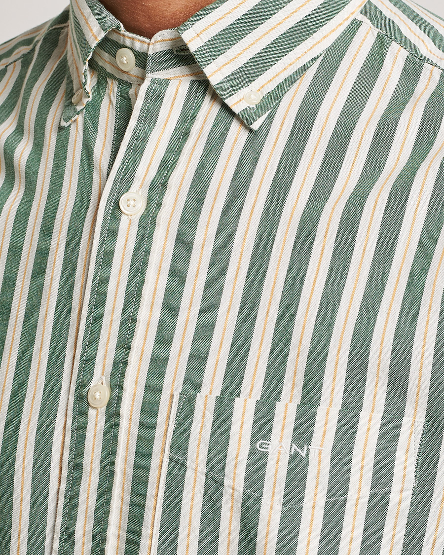 Hombres | Camisas | GANT | Regular Fit Archive Oxford Striped Shirt Forest Green