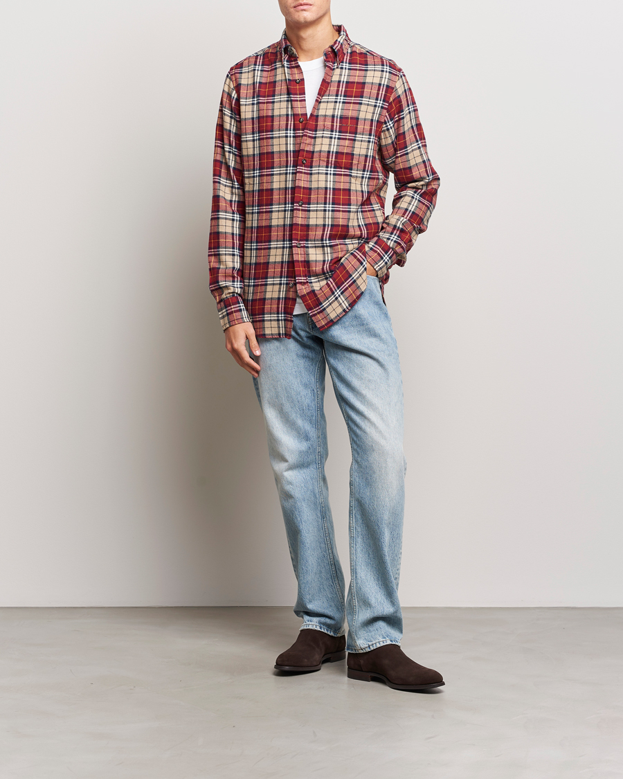 Hombres | Camisas | Gant | Regular Fit Flannel Checked Shirt Plumped Red