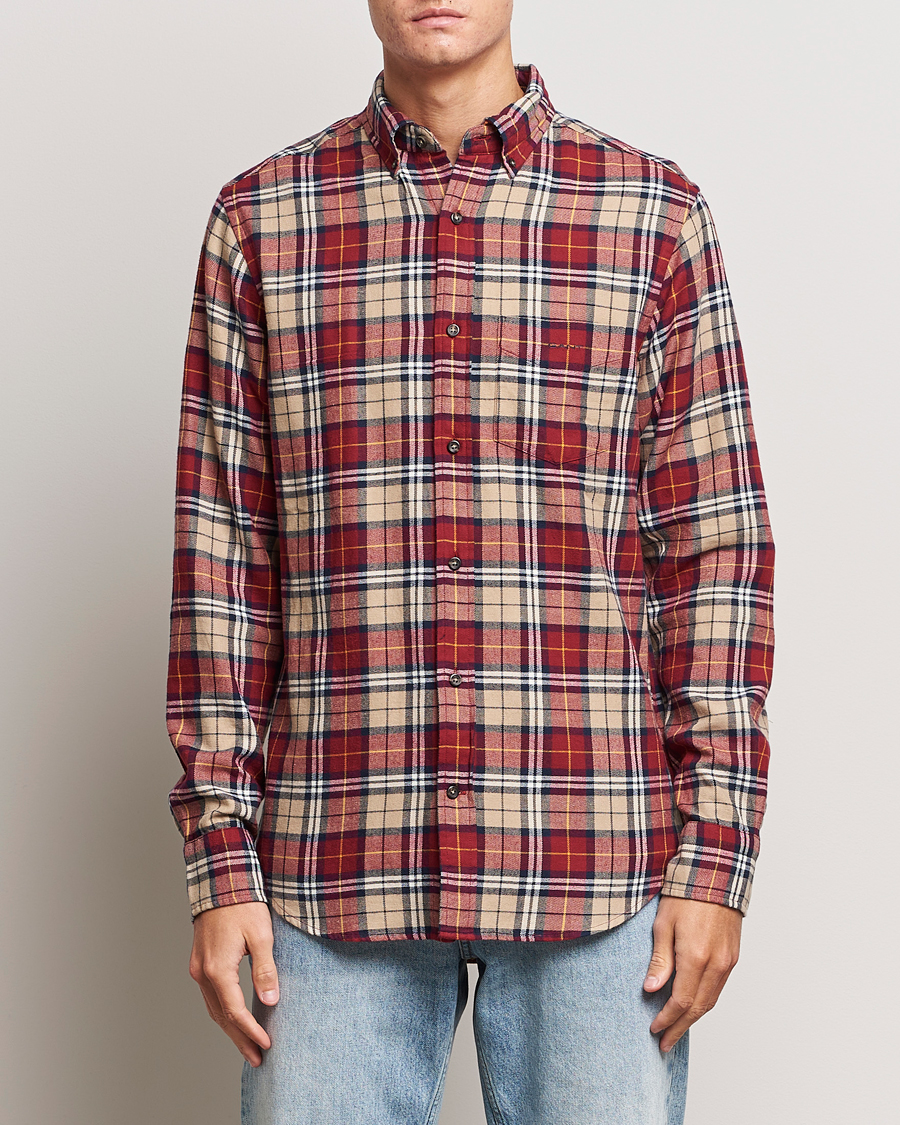Hombres | Camisas | Gant | Regular Fit Flannel Checked Shirt Plumped Red
