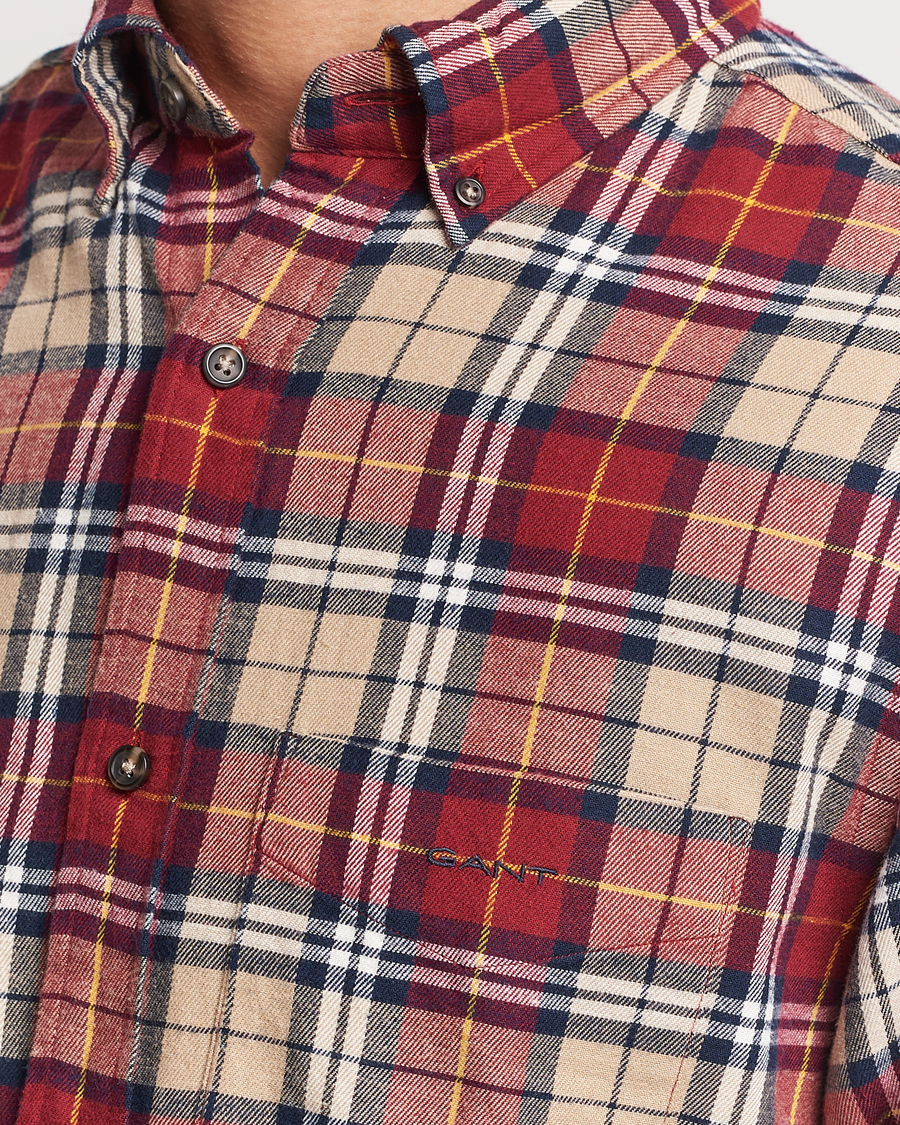 Hombres | Camisas | Gant | Regular Fit Flannel Checked Shirt Plumped Red