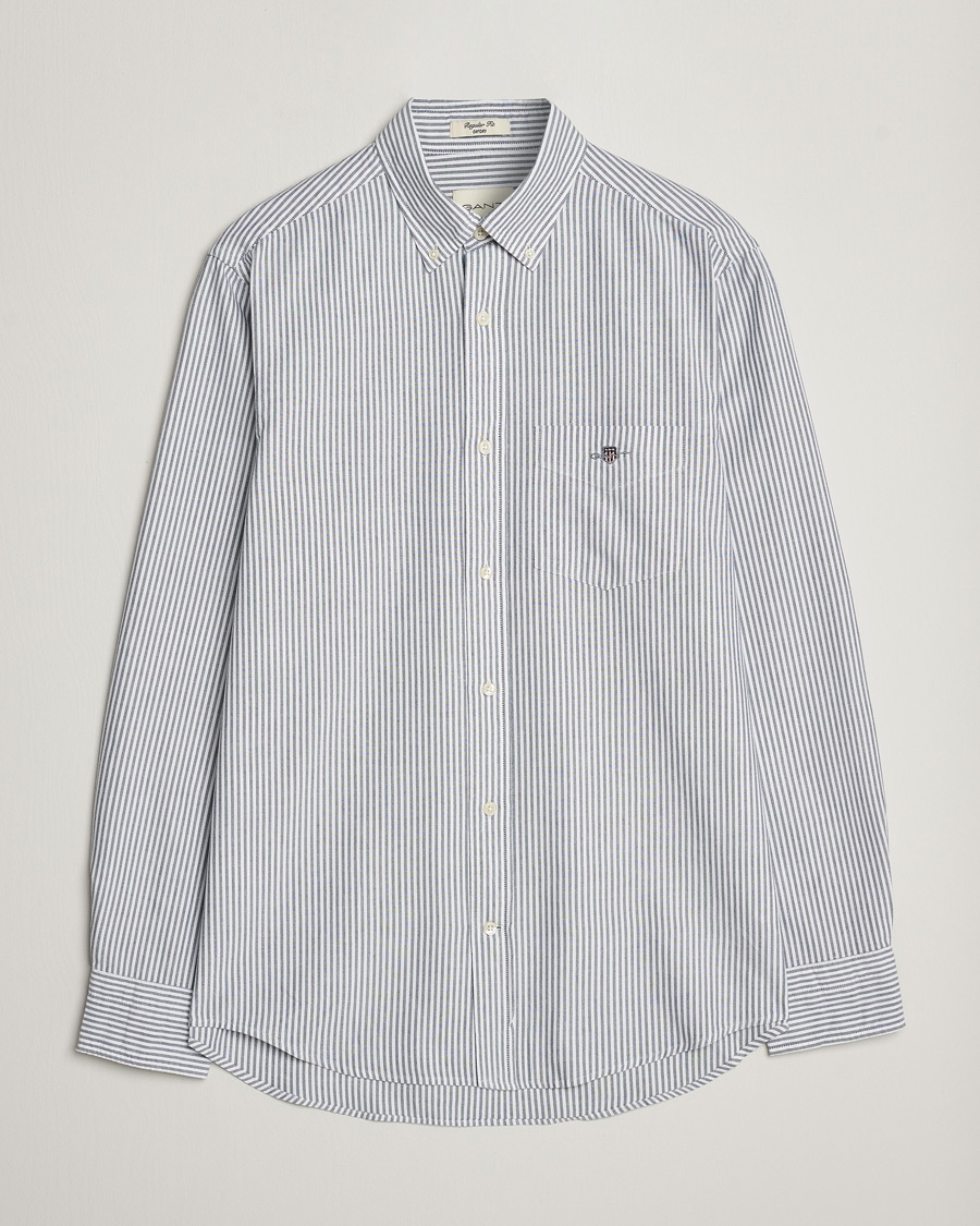 Hombres | Camisas | GANT | Regular Fit Striped Oxford Shirt Persien Blue