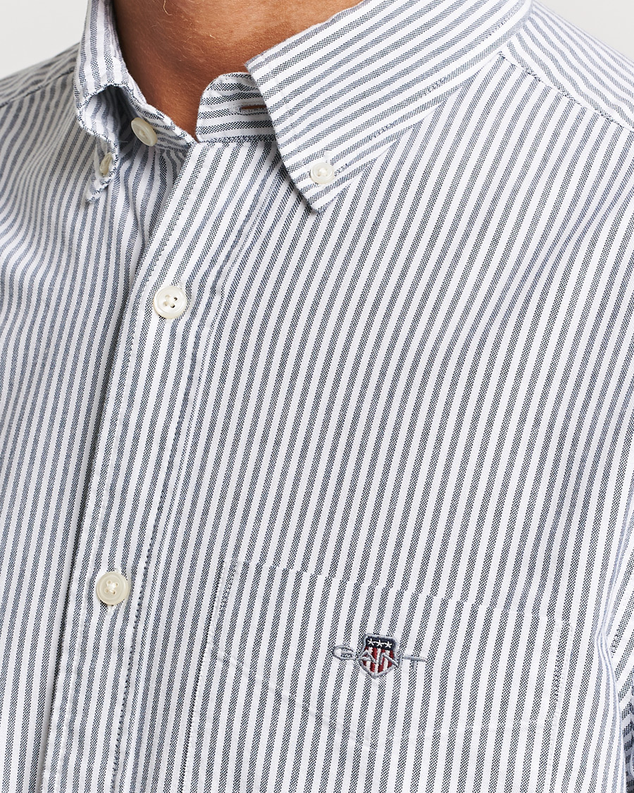 Hombres | Camisas | GANT | Regular Fit Striped Oxford Shirt Persien Blue