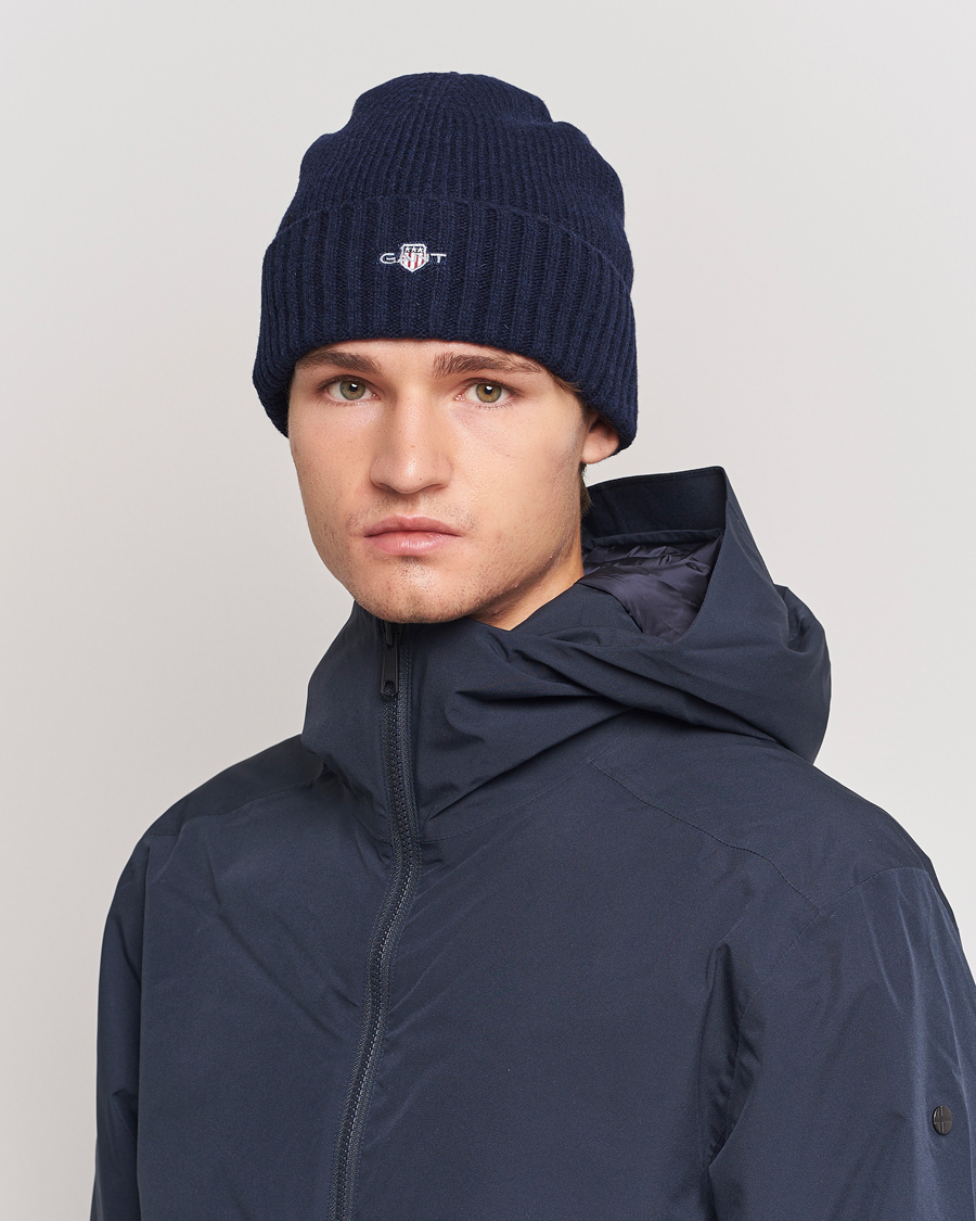 Hombres | Accesorios | GANT | Wool Lined Beanie Marine